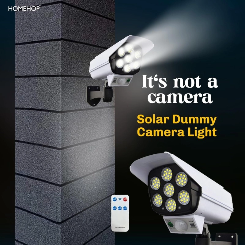 Homehop Solar Light Outdoor 77 Led Motion Sensor Security Camera Shaped Wall Lamp, Waterproof, Rotatable for Home, Outdoor, Garden with Remote Control.(ABS)