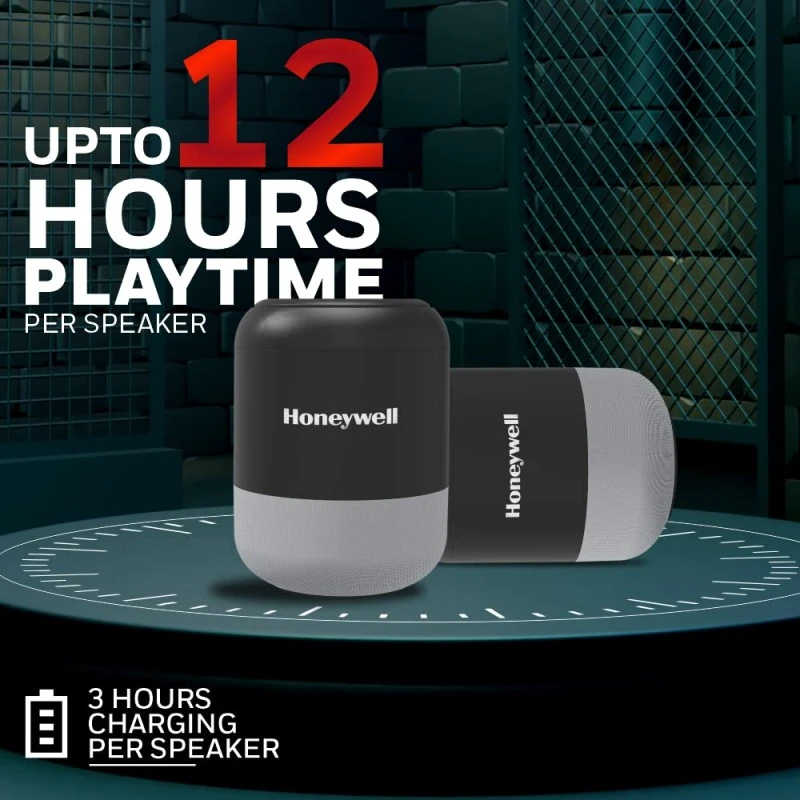 Honeywell Trueno U100 Duo, Lightweight & Portable Wireless Bluetooth Speaker, TWS Feature and Upto 24 Hours Playtime for 2 Speakers (Grey) Honeywell Trueno U100 Duo, Lightweight & Portable Wireless Bluetooth Speaker, TWS Feature and Upto 24 Hours Playtime for 2 Speakers (Grey)