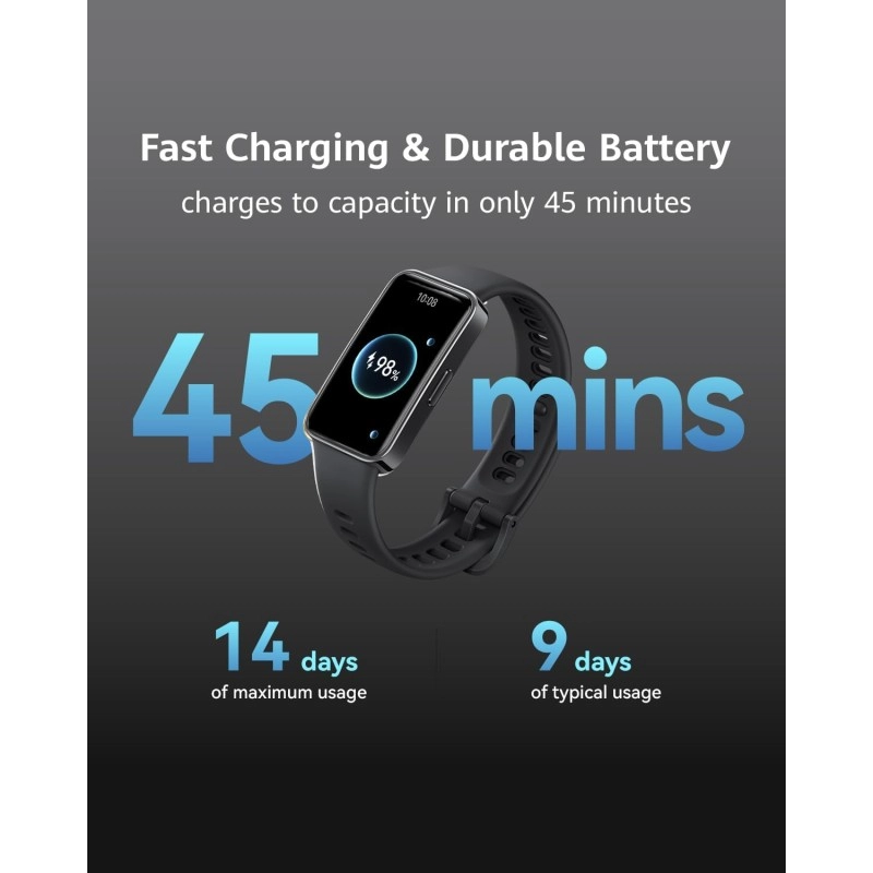 Huawei Band 9, Comfortable All-Day Wearing, Sleep Tracking, Fast Charging, Durable Battery, Intelligent Brightness Adjustments, 100 Different Workout Modes, Compatible with iOS&Android (Black)