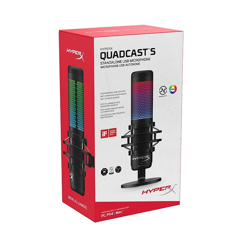 HyperX QuadCast S RGB USB Condenser Microphone for PC, PS4 and Mac, Gaming, Streaming, Podcasts, Twitch, YouTube, Discord (HMIQ1S-XX-RG/G) HyperX QuadCast S RGB USB Condenser Microphone for PC, PS4 and Mac, Gaming, Streaming, Podcasts, Twitch, YouTube, Discord (HMIQ1S-XX-RG/G)
