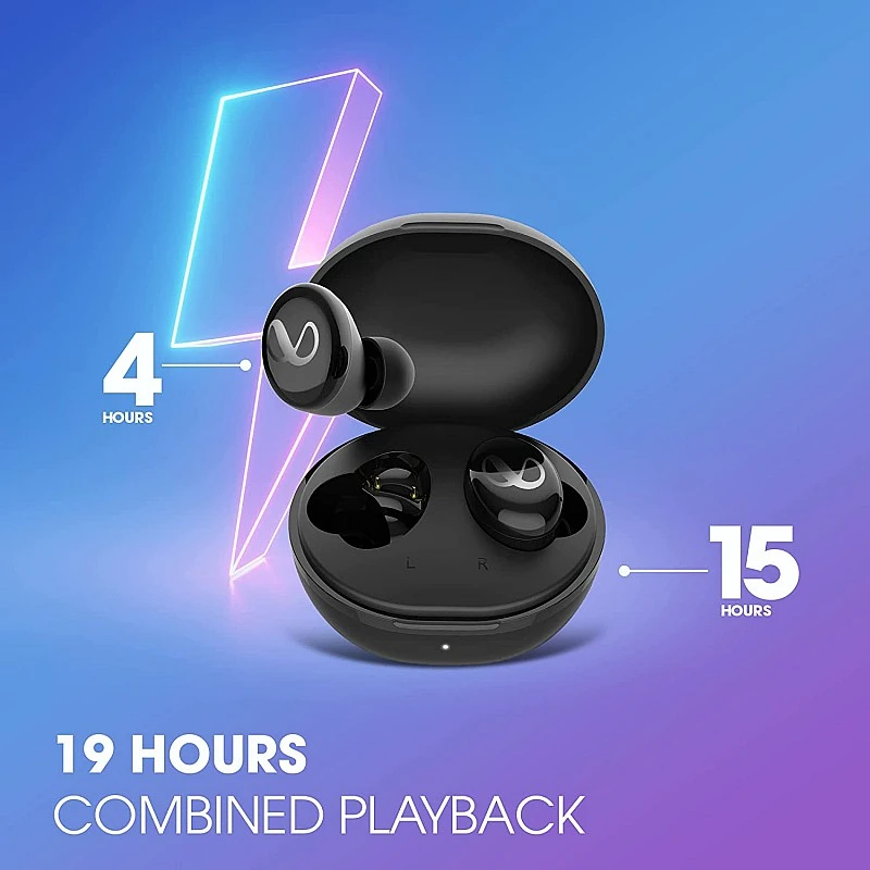 Infinity (JBL) Swing 320 by Harman 19 Hours of Playtime, , Bluetooth 5.0, Type C Wireless in Ear Earbuds with Mic - Black Infinity (JBL) Swing 320 by Harman 19 Hours of Playtime, , Bluetooth 5.0, Type C Wireless in Ear Earbuds with Mic - Black