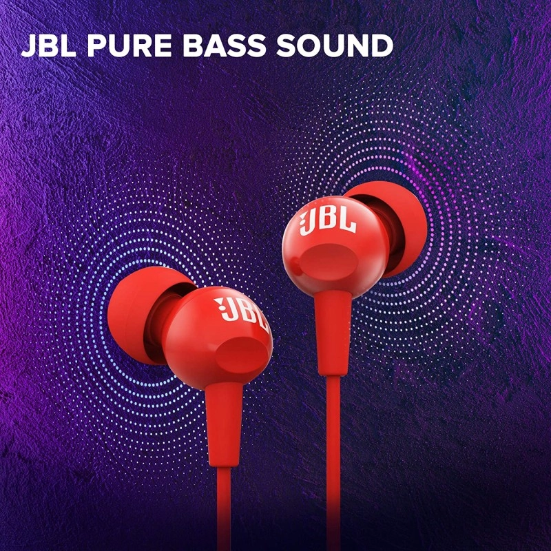 JBL C100SI In-Ear Headphones with Mic (Red)