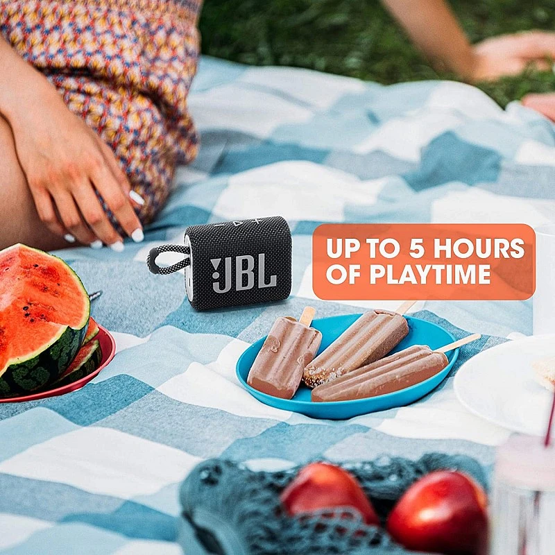 JBL Go 3, Wireless Ultra Portable Bluetooth Speaker, JBL Pro Sound, Vibrant Colors, Waterproof, Type C (Without Mic, Black) JBL Go 3, Wireless Ultra Portable Bluetooth Speaker, JBL Pro Sound, Vibrant Colors, Waterproof, Type C (Without Mic, Black)