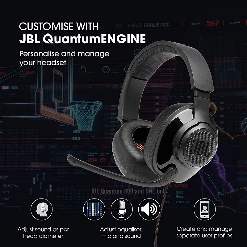 JBL Quantum 300, Wired Over Ear Gaming Headphones with Flip-up Boom Mic (Black) JBL Quantum 300, Wired Over Ear Gaming Headphones with Flip-up Boom Mic (Black)