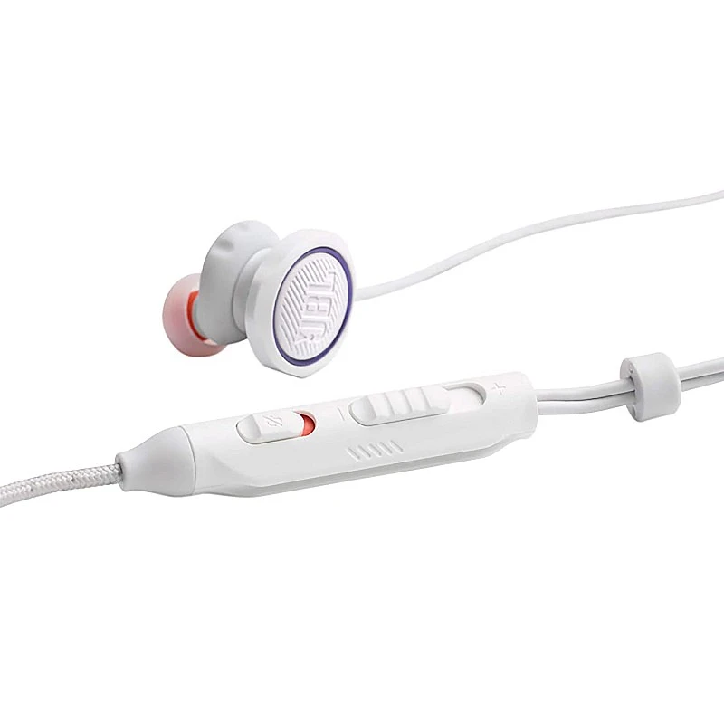 JBL Quantum 50 by Harman Wired in-Ear Gaming Headphone with Twist Lock Technology, Inline Voice Focus Microphone and Master Volume Slider (White) JBL Quantum 50 by Harman Wired in-Ear Gaming Headphone with Twist Lock Technology, Inline Voice Focus Microphone and Master Volume Slider (White)