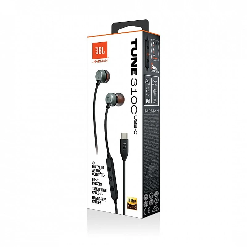 JBL Tune 310 Wired in-Ear Type C Headphones, Hi-Res Audio with Digital-to-Analog Converter, 3-Button EQ Preset Remote with Microphone, Tangle-Free Flat Cable, Compatible with USB-C Devices (Black) JBL Tune 310 Wired in-Ear Type C Headphones, Hi-Res Audio with Digital-to-Analog Converter, 3-Button EQ Preset Remote with Microphone, Tangle-Free Flat Cable, Compatible with USB-C Devices (Black)