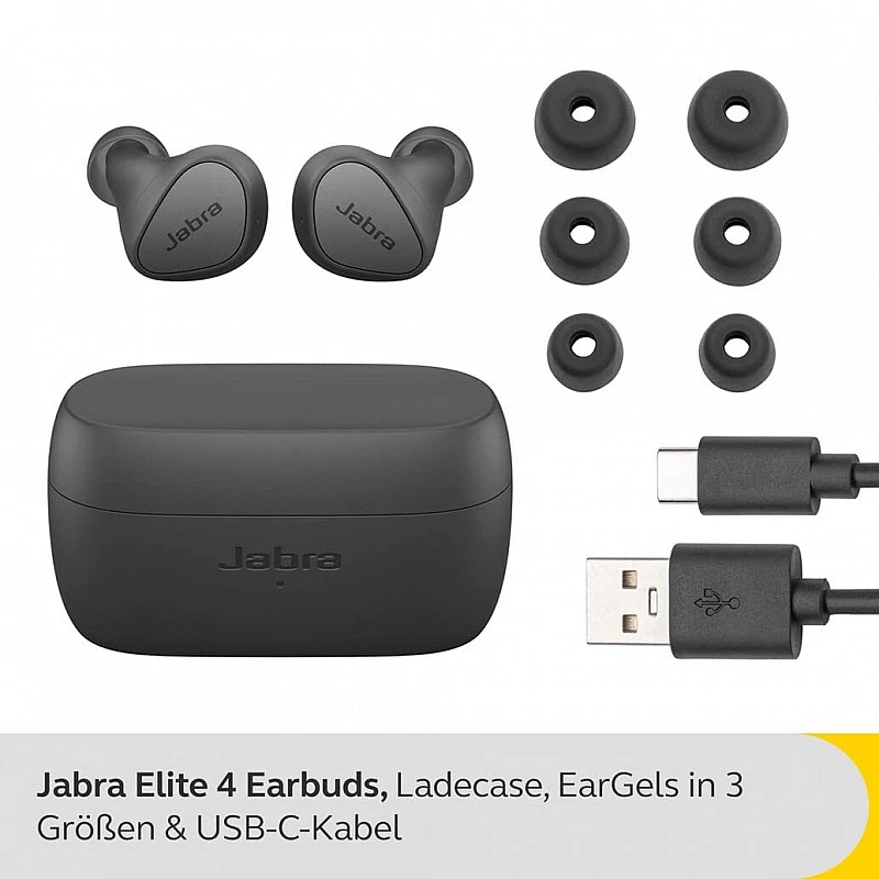 Jabra Elite 4 Wireless Earbuds, Active Noise Cancelling, Comfortable Bluetooth Earphones with Spotify Tap Playback, Google Fast Pair, Microsoft Swift Pair and Dual Pairing - Dark Grey Jabra Elite 4 Wireless Earbuds, Active Noise Cancelling, Comfortable Bluetooth Earphones with Spotify Tap Playback, Google Fast Pair, Microsoft Swift Pair and Dual Pairing - Dark Grey