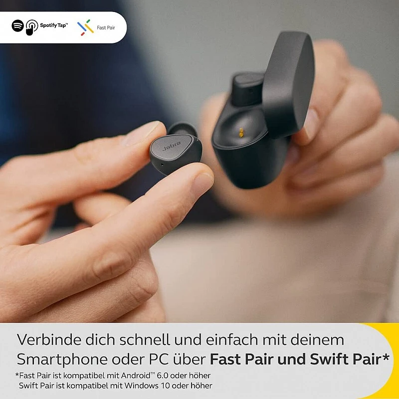Jabra Elite 4 Wireless Earbuds, Active Noise Cancelling, Comfortable Bluetooth Earphones with Spotify Tap Playback, Google Fast Pair, Microsoft Swift Pair and Dual Pairing - Dark Grey Jabra Elite 4 Wireless Earbuds, Active Noise Cancelling, Comfortable Bluetooth Earphones with Spotify Tap Playback, Google Fast Pair, Microsoft Swift Pair and Dual Pairing - Dark Grey