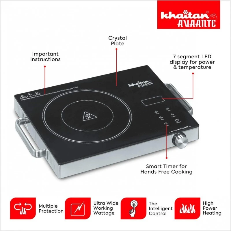 KHAITAN ORFIN Prezzo KO-425 Infrared Glass Cooktop with Stainless Steel Frame (2200 Watt, Black) KHAITAN ORFIN Prezzo KO-425 Infrared Glass Cooktop with Stainless Steel Frame (2200 Watt, Black)
