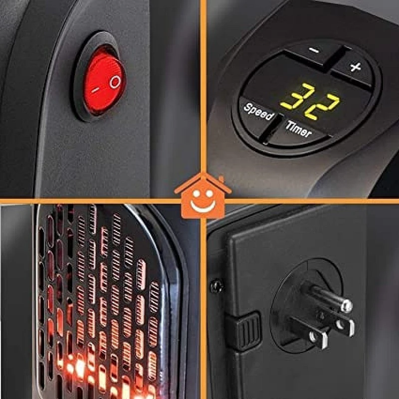 airtree Mini Electric Handy Room Heater Compact Plug-in, The Wall Outlet 400 Watts, Handy Air Warmer Blower Adjustable Timer Digital Display airtree Mini Electric Handy Room Heater Compact Plug-in, The Wall Outlet 400 Watts, Handy Air Warmer Blower Adjustable Timer Digital Display