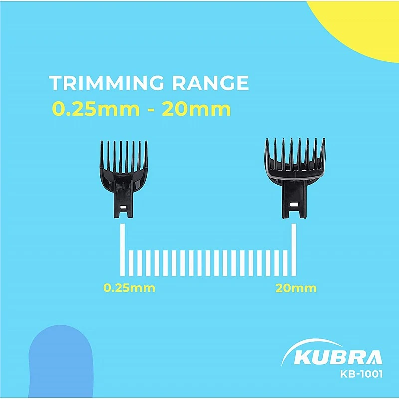 Kubra KB-1001 USB Fast charging, 90 min runtime, Adjustable 38 Length Setting, Ultra Sleek Beard Trimmer for Men (Black) Kubra KB-1001 USB Fast charging, 90 min runtime, Adjustable 38 Length Setting, Ultra Sleek Beard Trimmer for Men (Black)