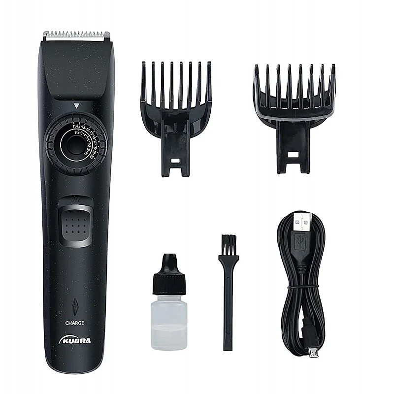 Kubra KB-1001 USB Fast charging, 90 min runtime, Adjustable 38 Length Setting, Ultra Sleek Beard Trimmer for Men (Black) Kubra KB-1001 USB Fast charging, 90 min runtime, Adjustable 38 Length Setting, Ultra Sleek Beard Trimmer for Men (Black)