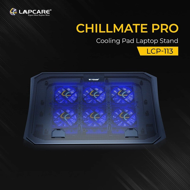 LAPCARE Chillmate PRO Cooling Pad with 6 Fans Laptop Stand, Black