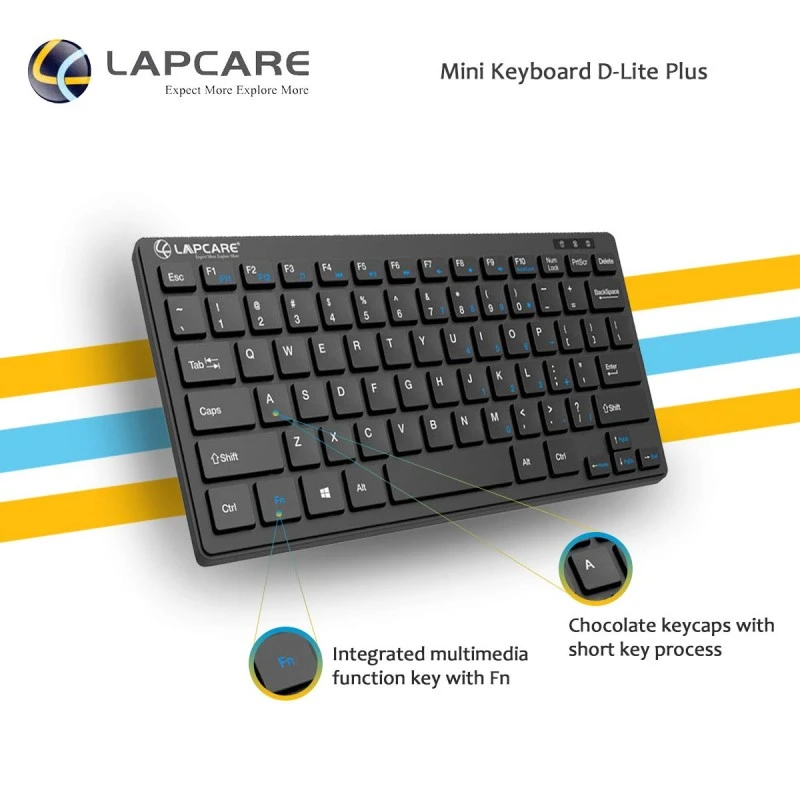 LAPCARE D-Lite Plus Wireless Keyboard with 2.4 Ghz & 10 M Bt Range &78 Keys, 8 Million Key Life, Minimalist Design,Compatible Window98, Me, 2000, Xp, Windows Vista/7/8/10,Linux (D-Lite + Blk), Black LAPCARE D-Lite Plus Wireless Keyboard with 2.4 Ghz & 10 M Bt Range &78 Keys, 8 Million Key Life, Minimalist Design,Compatible Window98, Me, 2000, Xp, Windows Vista/7/8/10,Linux (D-Lite + Blk), Black