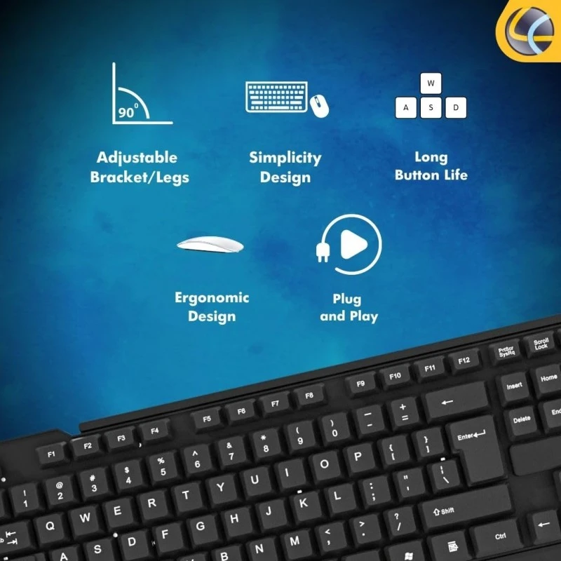 Lapcare E9 Wired Combo-Wired Keyboard and Mouse Set-USB, Ergonomic Design- Black Lapcare E9 Wired Combo-Wired Keyboard and Mouse Set-USB, Ergonomic Design- Black
