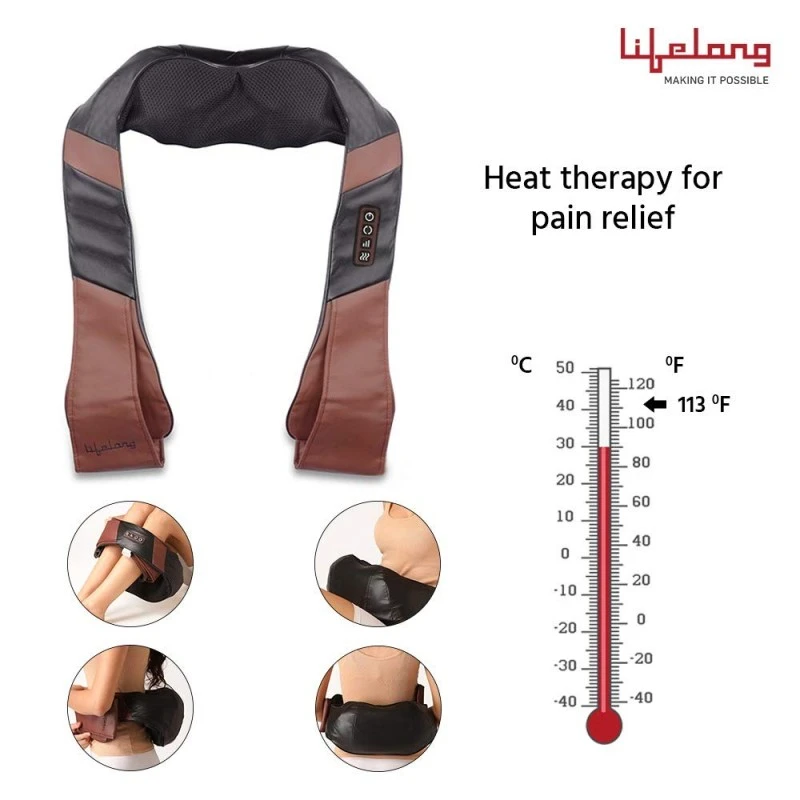 Lifelong Electric Heat Therapy Neck, Shoulder and Back Massager for pain and stress relief with Bag (Brown,LLM630) Lifelong Electric Heat Therapy Neck, Shoulder and Back Massager for pain and stress relief with Bag (Brown,LLM630)