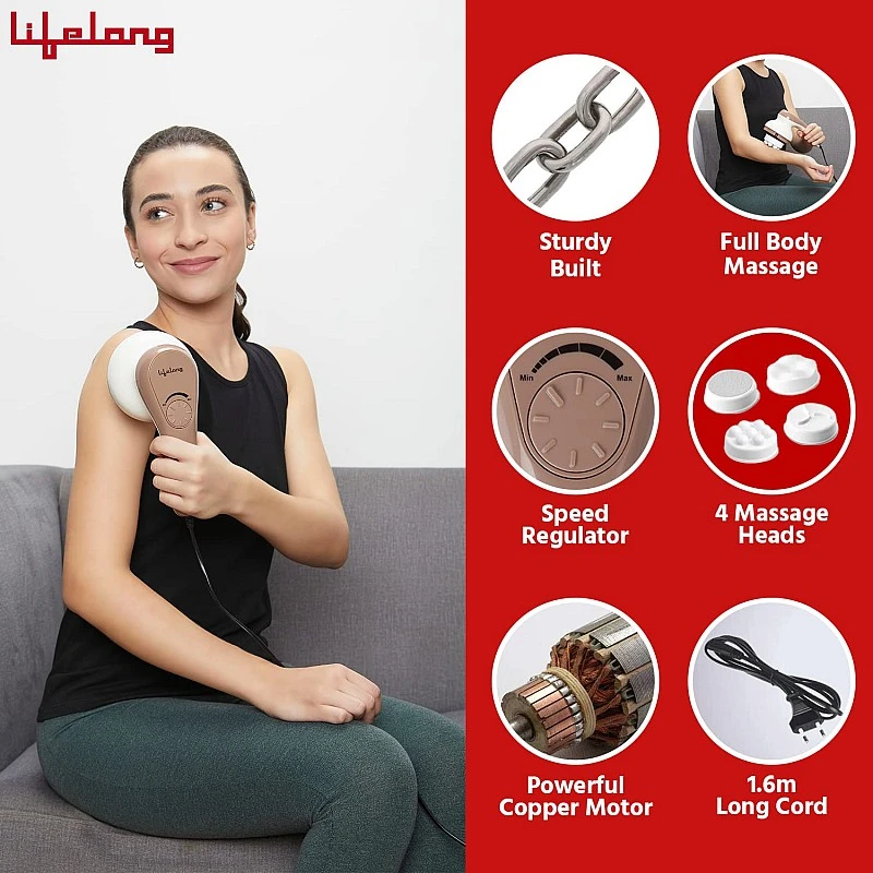Lifelong Full Body Massager Machine for Pain Relief | Body & Back Pain Relief Product | Handheld Electric Manipol Mini Massager | 5-Speed Settings | Best Gift for Women & Men (LLM270, Brown) Lifelong Full Body Massager Machine for Pain Relief | Body & Back Pain Relief Product | Handheld Electric Manipol Mini Massager | 5-Speed Settings | Best Gift for Women & Men (LLM270, Brown)