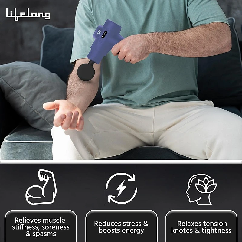 Lifelong Gun Massager for Pain Relief - Massage Gun Machine for Fully Body - Gun Massager Rechargeable with 6 Speed Setting for Muscle Massage of Back, Neck, Shoulder, Hand, Foot & Leg for daily use Lifelong Gun Massager for Pain Relief - Massage Gun Machine for Fully Body - Gun Massager Rechargeable with 6 Speed Setting for Muscle Massage of Back, Neck, Shoulder, Hand, Foot & Leg for daily use