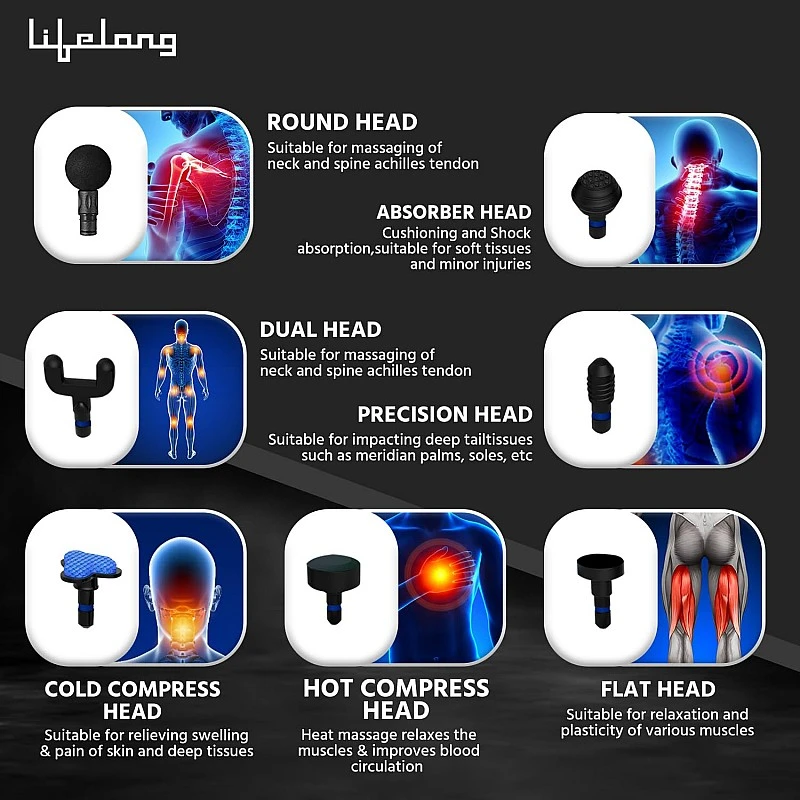 Lifelong Gun Massager for Pain Relief - Massage Gun Machine for Fully Body - Gun Massager Rechargeable with 6 Speed Setting for Muscle Massage of Back, Neck, Shoulder, Hand, Foot & Leg for daily use Lifelong Gun Massager for Pain Relief - Massage Gun Machine for Fully Body - Gun Massager Rechargeable with 6 Speed Setting for Muscle Massage of Back, Neck, Shoulder, Hand, Foot & Leg for daily use