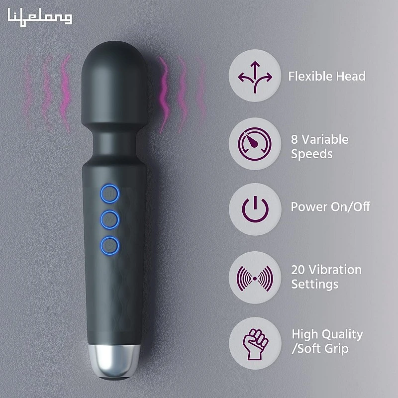 Lifelong Massager Machine for Women -Rechargeable Wireless Mini Body Massager with 20 Vibration Modes, Fast Charging, 8 Speeds and Water Resistant-Massager Machine for Full Body (Black, LLM468) Lifelong Massager Machine for Women -Rechargeable Wireless Mini Body Massager with 20 Vibration Modes, Fast Charging, 8 Speeds and Water Resistant-Massager Machine for Full Body (Black, LLM468)