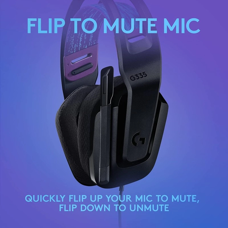 Logitech G335 Lightweight Gaming Wired Over Ear Headphones with Mic Flip to Mute 3.5Mm Audio Jack, Memory Logitech G335 Lightweight Gaming Wired Over Ear Headphones with Mic Flip to Mute 3.5Mm Audio Jack, Memory