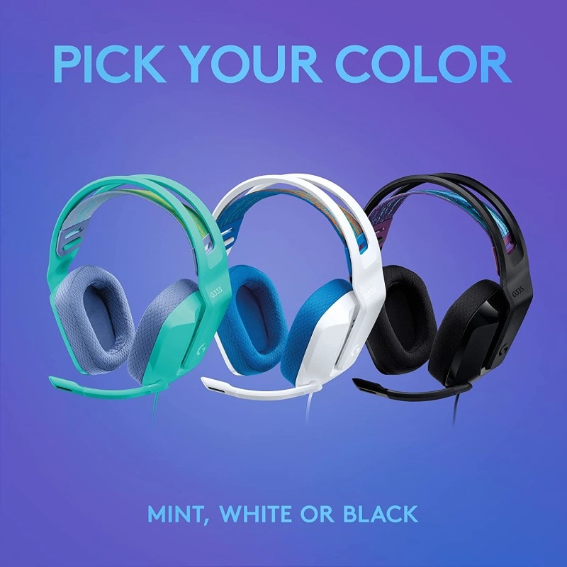 Logitech G335 Lightweight Gaming Wired Over Ear Headphones with Mic Flip to Mute 3.5Mm Audio Jack, Memory Logitech G335 Lightweight Gaming Wired Over Ear Headphones with Mic Flip to Mute 3.5Mm Audio Jack, Memory