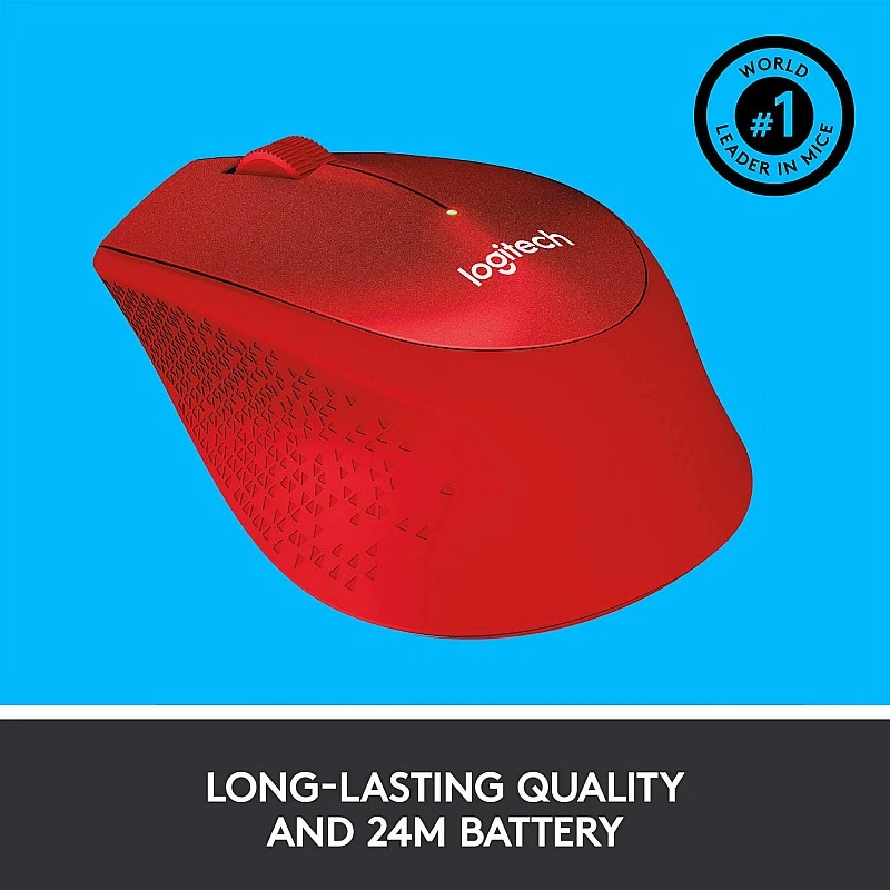 Logitech M331 Silent Plus Wireless Mouse, 2.4GHz with USB Nano Receiver (Red) Logitech M331 Silent Plus Wireless Mouse, 2.4GHz with USB Nano Receiver (Red)