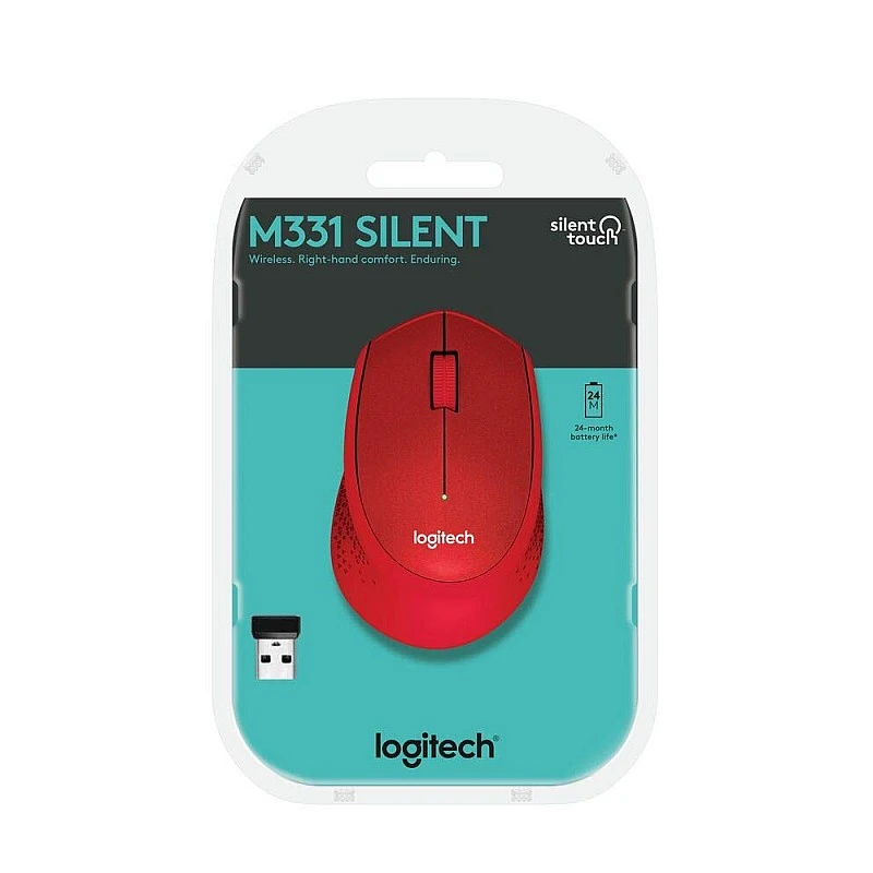 Logitech M331 Silent Plus Wireless Mouse, 2.4GHz with USB Nano Receiver (Red) Logitech M331 Silent Plus Wireless Mouse, 2.4GHz with USB Nano Receiver (Red)