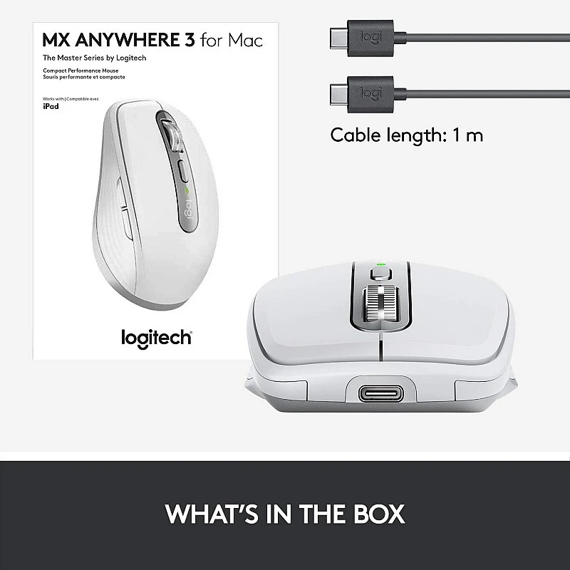 Logitech MX Anywhere 3 for Mac - Compact Performance Mouse, Wireless, Ultrafast Magnetic Scrolling- Pale Grey Logitech MX Anywhere 3 for Mac - Compact Performance Mouse, Wireless, Ultrafast Magnetic Scrolling- Pale Grey