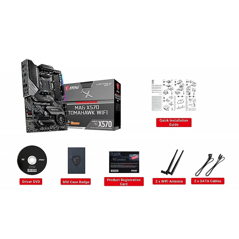 MSI MAG X570 Tomahawk WiFi AMD ATX Gaming Mothearboard with 4 RAM Slots MSI MAG X570 Tomahawk WiFi AMD ATX Gaming Mothearboard with 4 RAM Slots