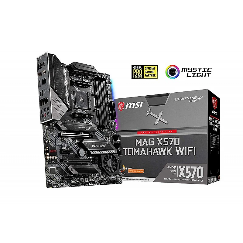 MSI MAG X570 Tomahawk WiFi AMD ATX Gaming Mothearboard with 4 RAM Slots MSI MAG X570 Tomahawk WiFi AMD ATX Gaming Mothearboard with 4 RAM Slots