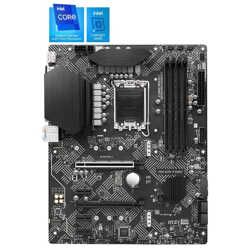 MSI PRO Z690-A DDR4 Gaming Motherboard ATX 12th Gen Intel Core, LGA 1700 Socket DDR4 Black MSI PRO Z690-A DDR4 Gaming Motherboard ATX 12th Gen Intel Core, LGA 1700 Socket DDR4 Black