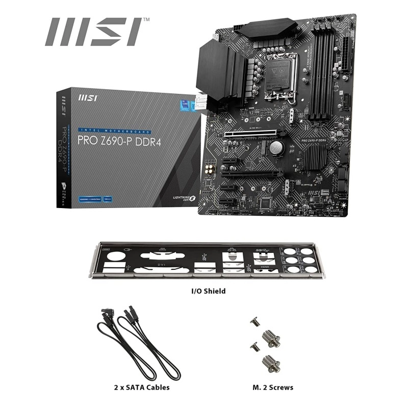 MSI PRO Z690-A DDR4 Gaming Motherboard ATX 12th Gen Intel Core, LGA 1700 Socket DDR4 Black MSI PRO Z690-A DDR4 Gaming Motherboard ATX 12th Gen Intel Core, LGA 1700 Socket DDR4 Black