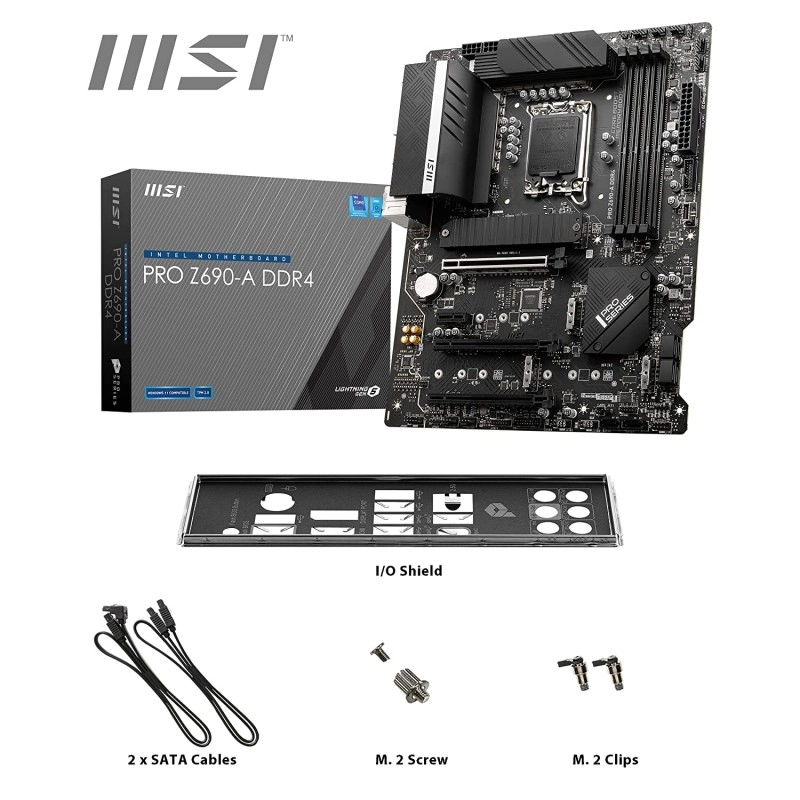 MSI PRO Z690-A DDR4 Gaming Motherboard ATX 12th Gen Intel Core, LGA 1700 Socket DDR4 Black MSI PRO Z690-A DDR4 Gaming Motherboard ATX 12th Gen Intel Core, LGA 1700 Socket DDR4 Black