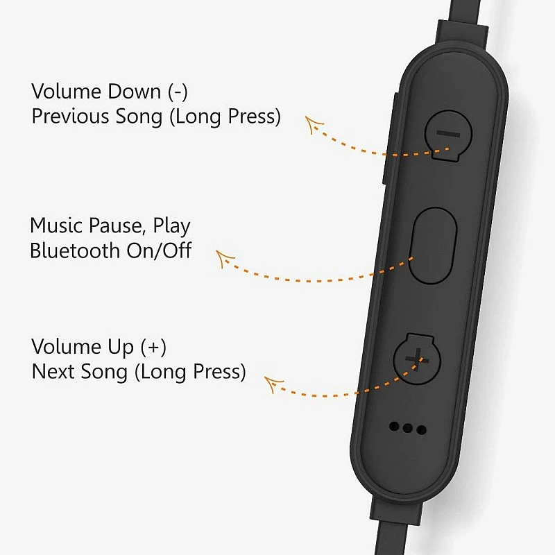 Matlek Bluetooth Earphone Wireless Headphone Neckband Earbud with Mic Sweat Proof (Black) Matlek Bluetooth Earphone Wireless Headphone Neckband Earbud with Mic Sweat Proof (Black)