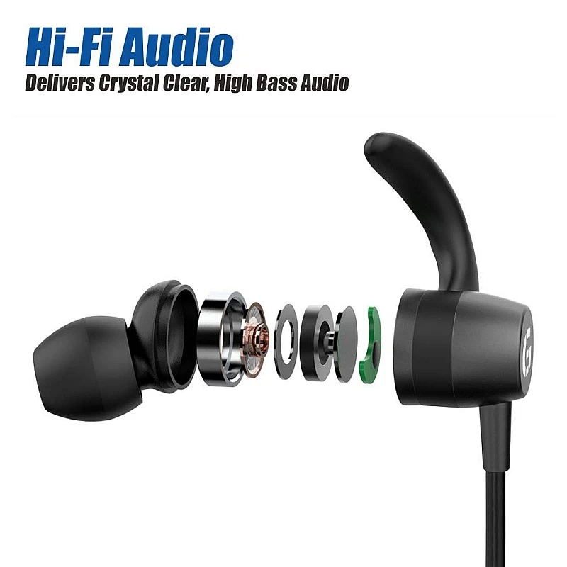 Matlek Bluetooth Earphone Wireless Headphone Neckband Earbud with Mic Sweat Proof (Black) Matlek Bluetooth Earphone Wireless Headphone Neckband Earbud with Mic Sweat Proof (Black)