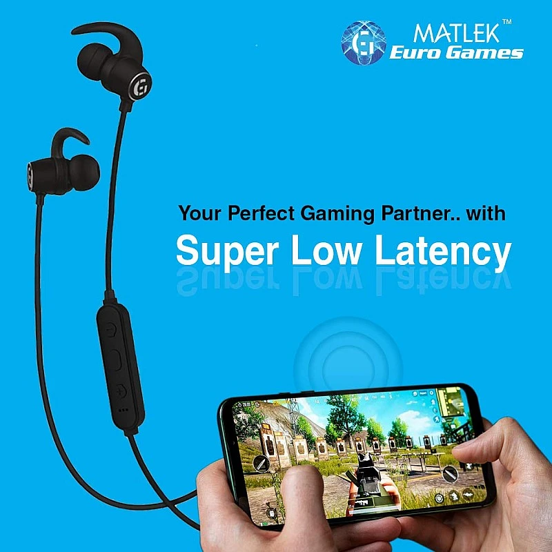 Matlek Bluetooth Earphone Wireless Headphone Neckband Earbud with Mic Sweat Proof (Black) Matlek Bluetooth Earphone Wireless Headphone Neckband Earbud with Mic Sweat Proof (Black)