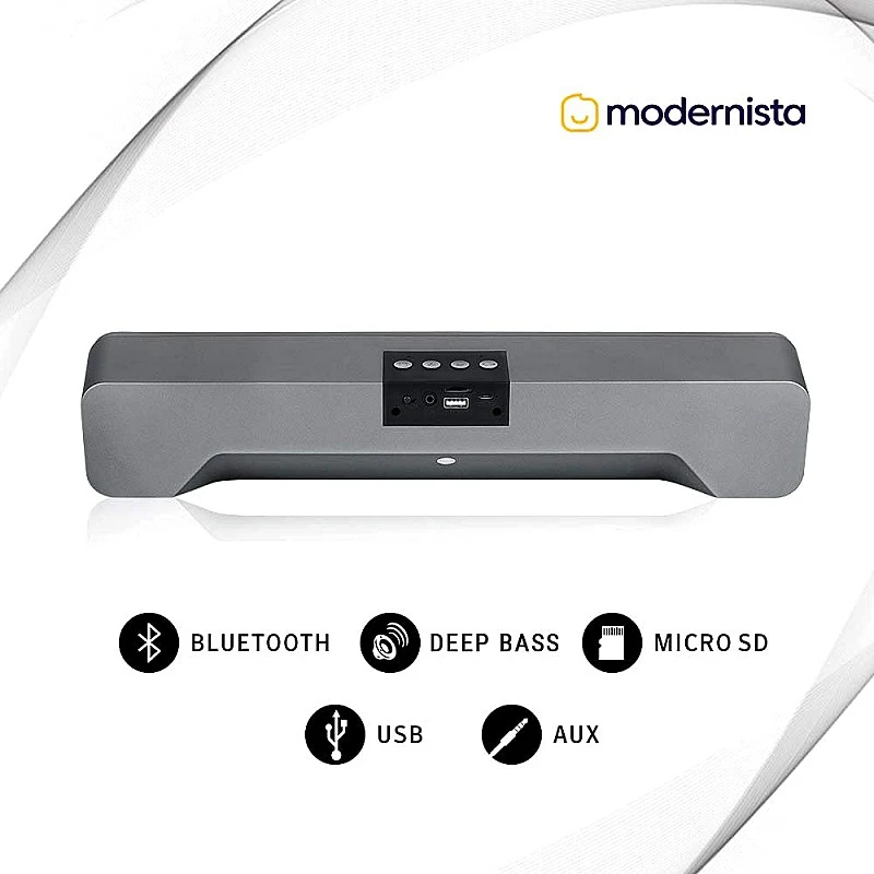 Modernista Maestro Bar 20W Bluetooth Soundbar Speaker with 2400mah Battery/BT v5.0/Aux/USB Port, Small (Maestro Bar20) Modernista Maestro Bar 20W Bluetooth Soundbar Speaker with 2400mah Battery/BT v5.0/Aux/USB Port, Small (Maestro Bar20)