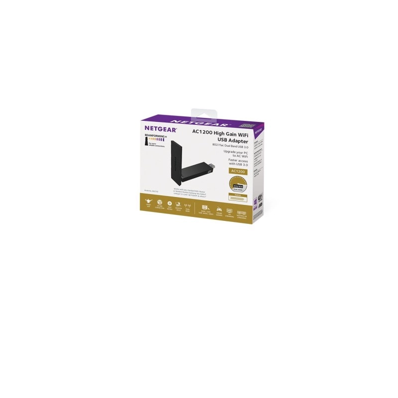 Netgear AC1200 A6210-100PES USB High Gain Dual Band Wi-Fi Adapter (Black)