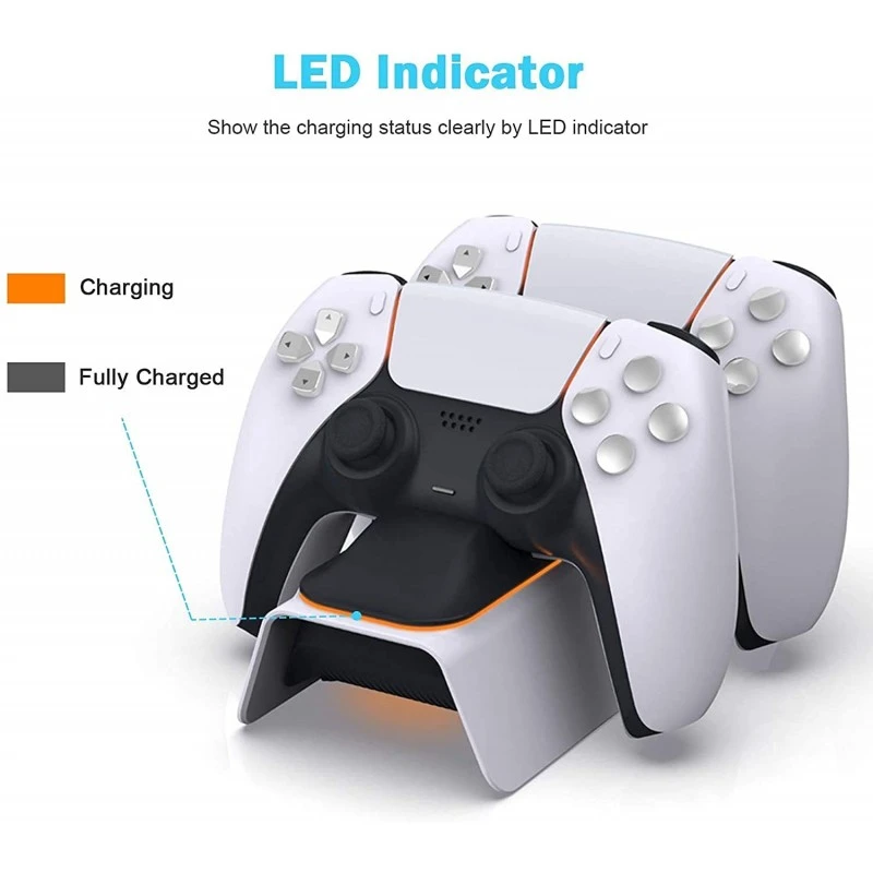 New World Upgraded PS5 Controller Charger USB, Playstation 5 Charging Station with LED Indicator, High Speed, Fast Charging Dock for PS5 DualSense Controller, White New World Upgraded PS5 Controller Charger USB, Playstation 5 Charging Station with LED Indicator, High Speed, Fast Charging Dock for PS5 DualSense Controller, White