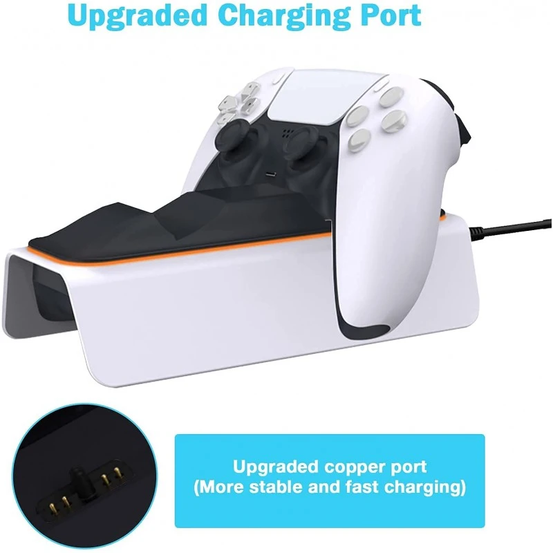 New World Upgraded PS5 Controller Charger USB, Playstation 5 Charging Station with LED Indicator, High Speed, Fast Charging Dock for PS5 DualSense Controller, White New World Upgraded PS5 Controller Charger USB, Playstation 5 Charging Station with LED Indicator, High Speed, Fast Charging Dock for PS5 DualSense Controller, White
