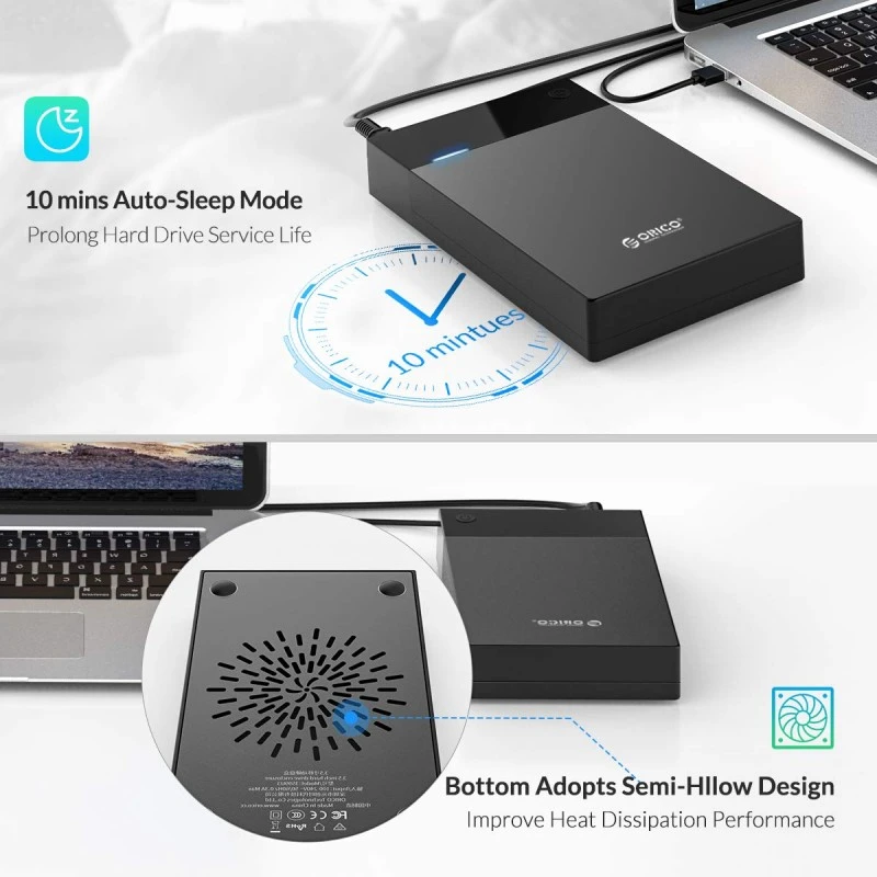 ORICO 3.5 Drive Enclosure USB3.0 Disk Enclosure to SATA III Portable Disk Case Tool-Free External Adapter for 2.5/3.5inch SSD HDD with Built-in 12W Power Supply Up to 16TB Support UASP ORICO 3.5 Drive Enclosure USB3.0 Disk Enclosure to SATA III Portable Disk Case Tool-Free External Adapter for 2.5/3.5inch SSD HDD with Built-in 12W Power Supply Up to 16TB Support UASP