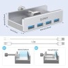 ORICO USB3.0 HUB with Extra Power Supply Port 4 Ports Clip-Type USB HUB Splitter Station for Laptop/Computer Desk-Upgraded Version