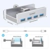 ORICO USB3.0 HUB with Extra Power Supply Port 4 Ports Clip-Type USB HUB Splitter Station for Laptop/Computer Desk-Upgraded Version