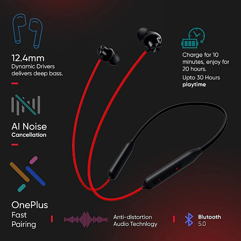 OnePlus Bullets Z2 Bluetooth Wireless in Ear Earphones (Acoustic Red) OnePlus Bullets Z2 Bluetooth Wireless in Ear Earphones (Acoustic Red)