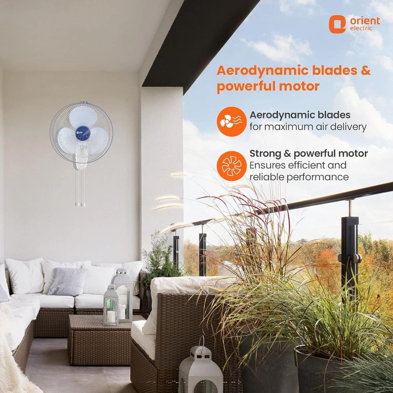 Orient Electric 400 MM Wall-44 Wall Fan | Wall Mount Fan for Home & Kitchen | Powerful Motor with High Air Delivery | Smooth Oscilation, 3-Speed Control | 2 Years Warranty by Orient | Azure Blue Orient Electric 400 MM Wall-44 Wall Fan | Wall Mount Fan for Home & Kitchen | Powerful Motor with High Air Delivery | Smooth Oscilation, 3-Speed Control | 2 Years Warranty by Orient | Azure Blue