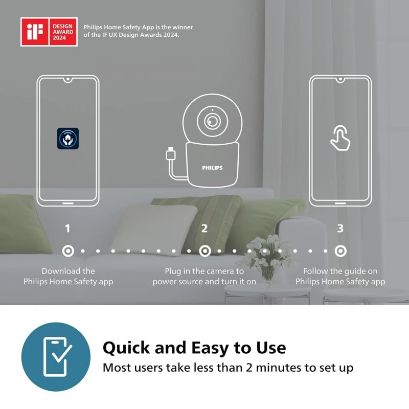 PHILIPS 3MP Wi-Fi Indoor 360 Degree Security Camera | CCTV for Home | 2K(1296p) Resolution, Pan Tilt Zoom, 2-Way Talk, Motion & Sound Detection | HSP3500 White PHILIPS 3MP Wi-Fi Indoor 360 Degree Security Camera | CCTV for Home | 2K(1296p) Resolution, Pan Tilt Zoom, 2-Way Talk, Motion & Sound Detection | HSP3500 White
