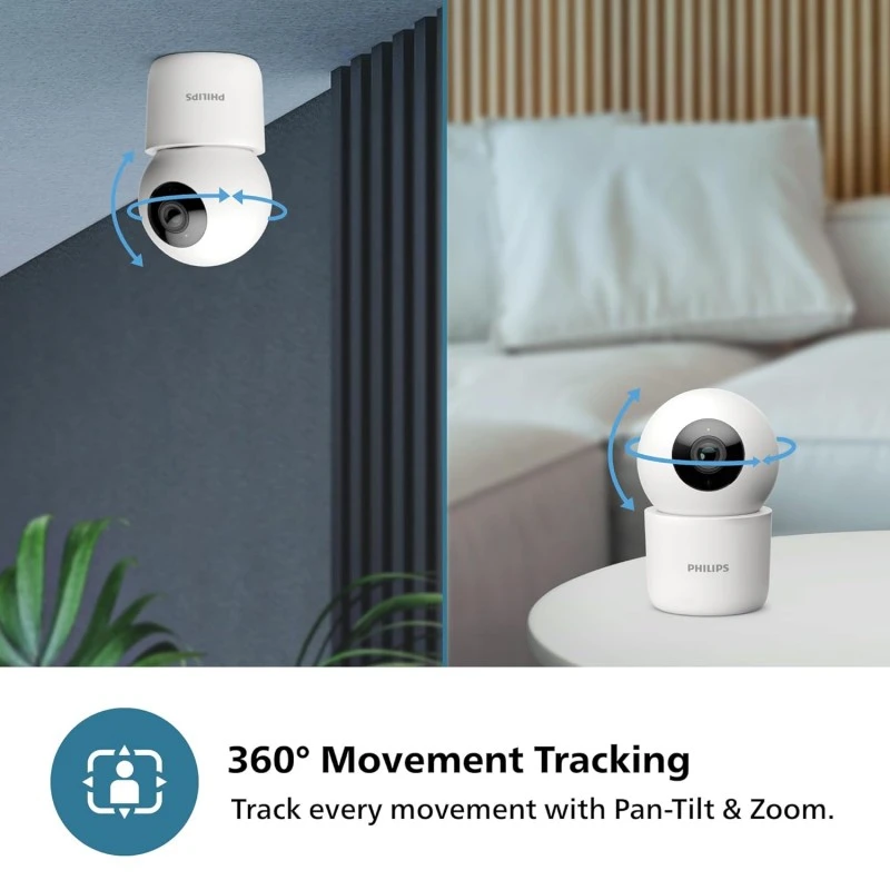 PHILIPS 3MP Wi-Fi Indoor 360 Degree Security Camera | CCTV for Home | 2K(1296p) Resolution, Pan Tilt Zoom, 2-Way Talk, Motion & Sound Detection | HSP3500 White PHILIPS 3MP Wi-Fi Indoor 360 Degree Security Camera | CCTV for Home | 2K(1296p) Resolution, Pan Tilt Zoom, 2-Way Talk, Motion & Sound Detection | HSP3500 White