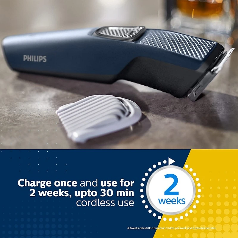 Philips bt1232/15 trimmer 30 mins runtime 3 length settings blue Philips bt1232/15 trimmer 30 mins runtime 3 length settings blue