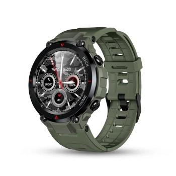 Pebble Leap Rugged Fitness Smartwatch with Bluetooth Calling, 1.3 inches HD Display, Inbuilt Oximeter, Heart Rate, Multiple Sports Modes IP68 Waterproof, 10 Days Battery Life (PFB16 Military Green)